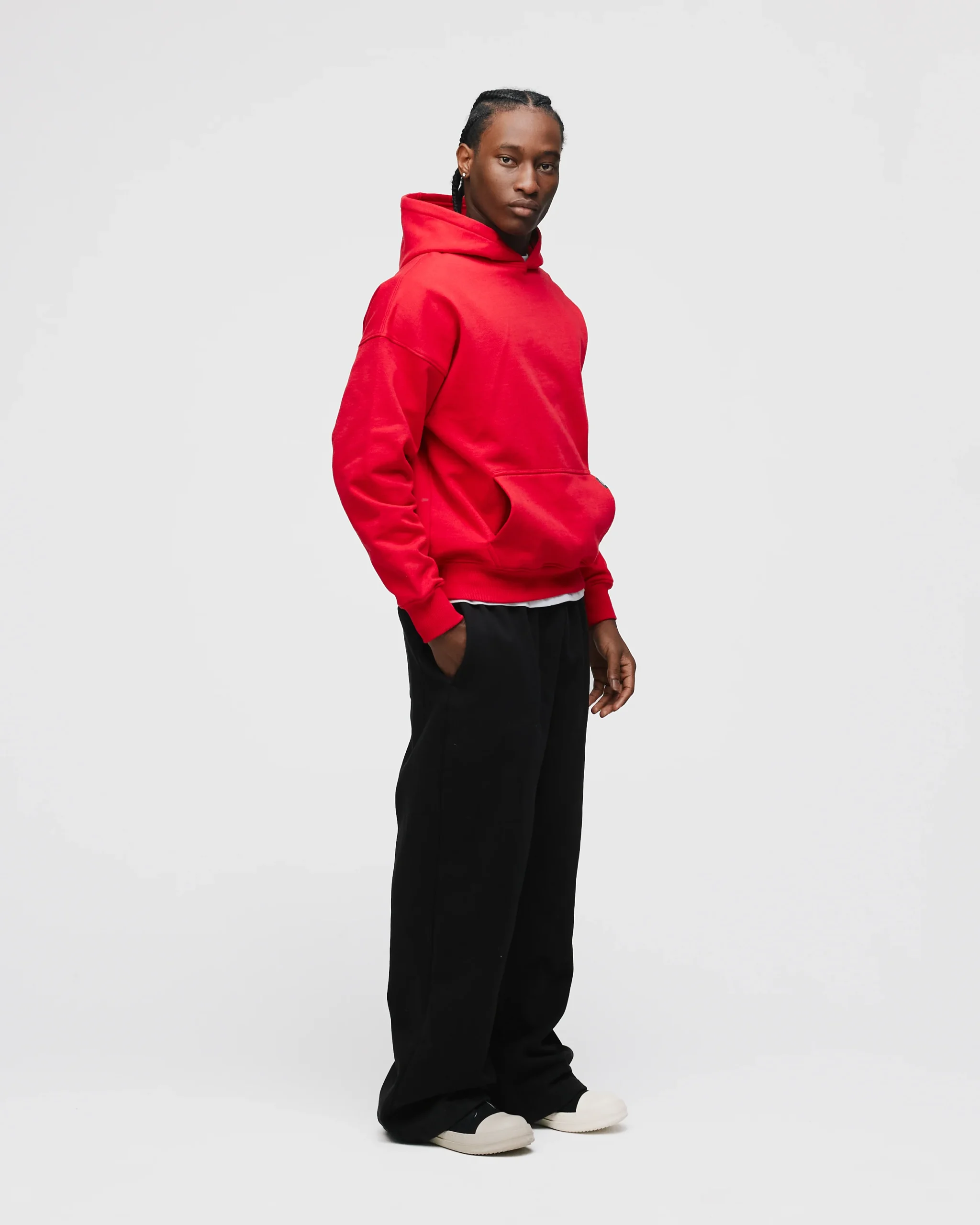 Drop Shoulder Hoodie - Red
