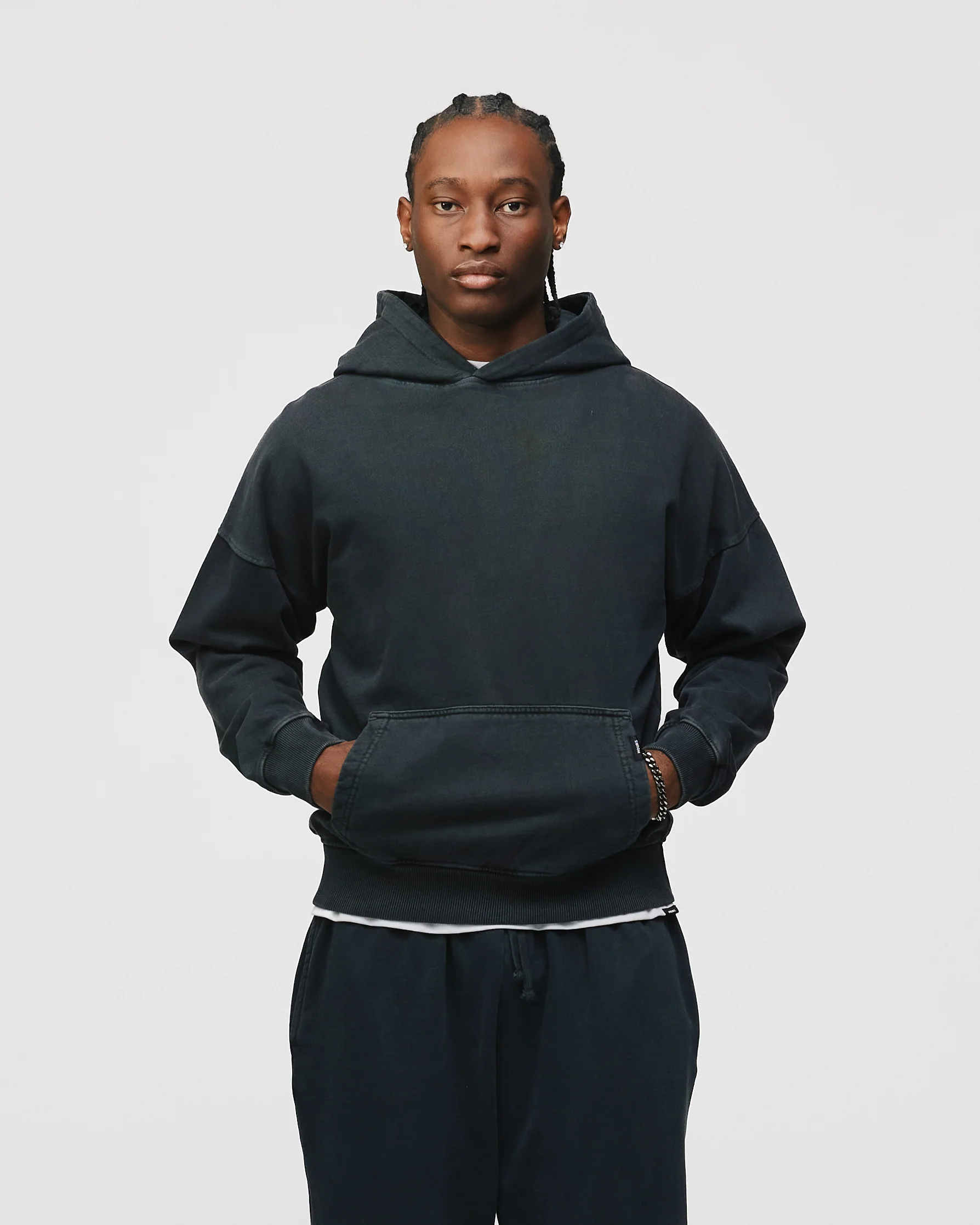 Drop Shoulder Hoodie - Vintage Black