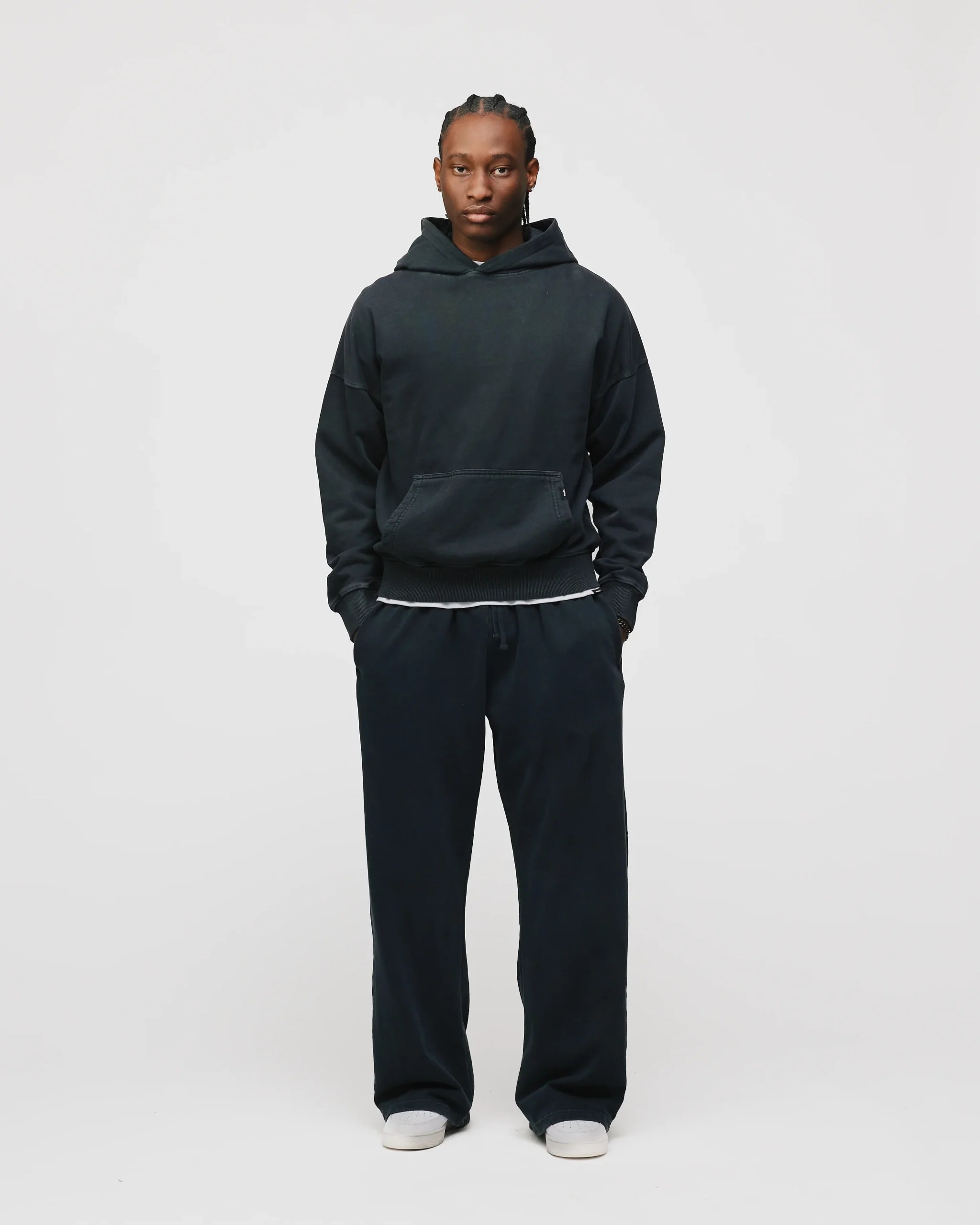 Drop Shoulder Hoodie - Vintage Black