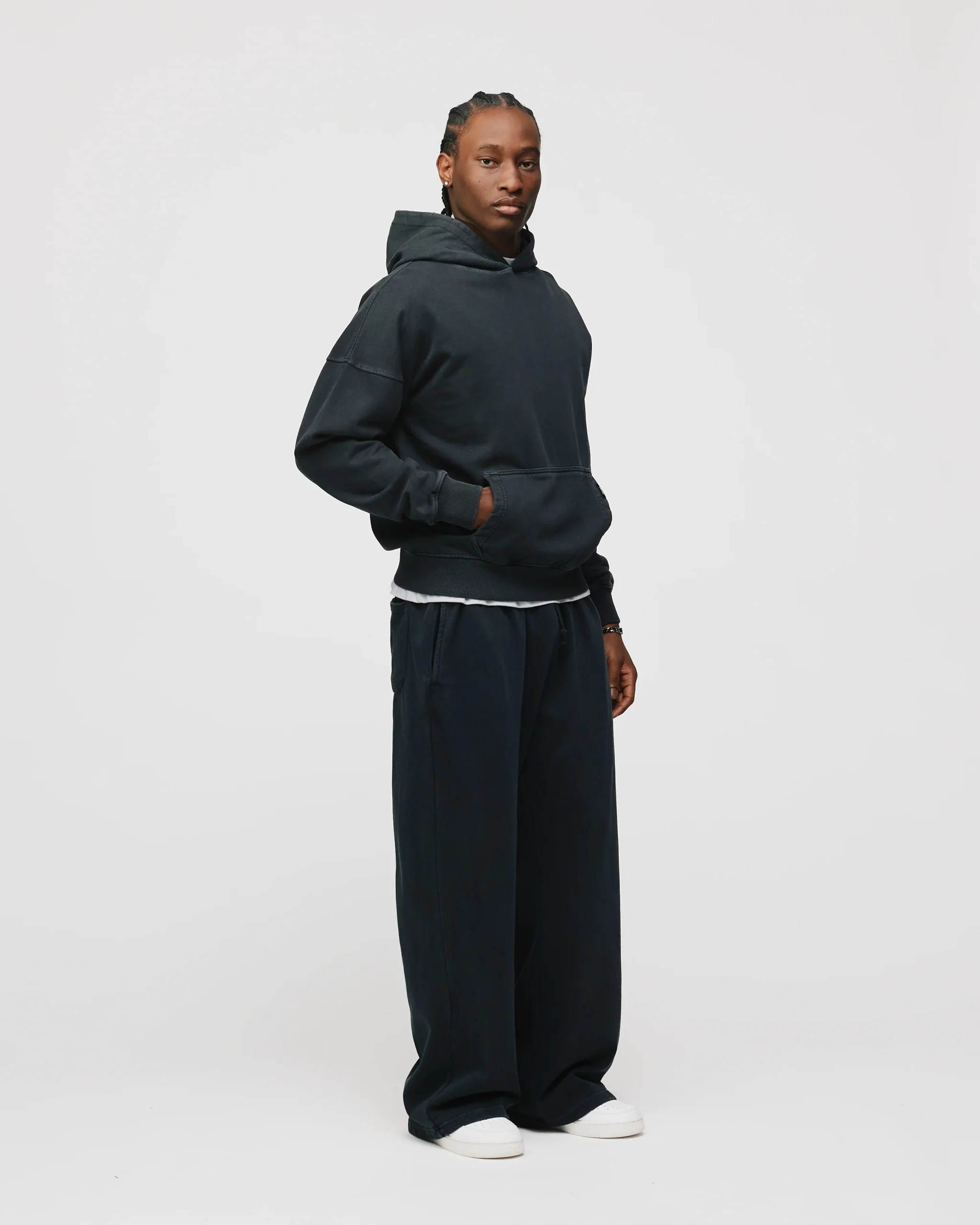 Drop Shoulder Hoodie - Vintage Black