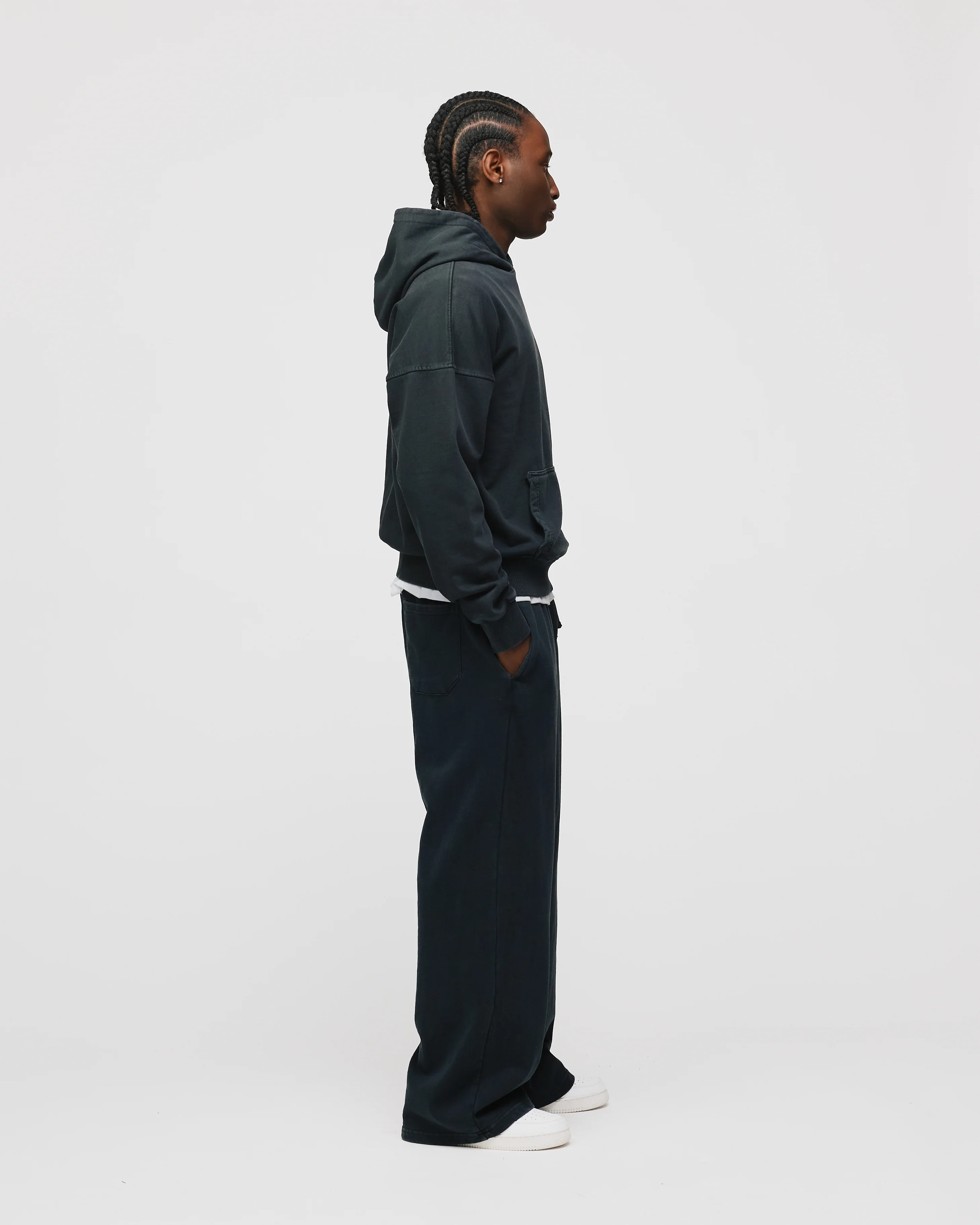 Drop Shoulder Hoodie - Vintage Black