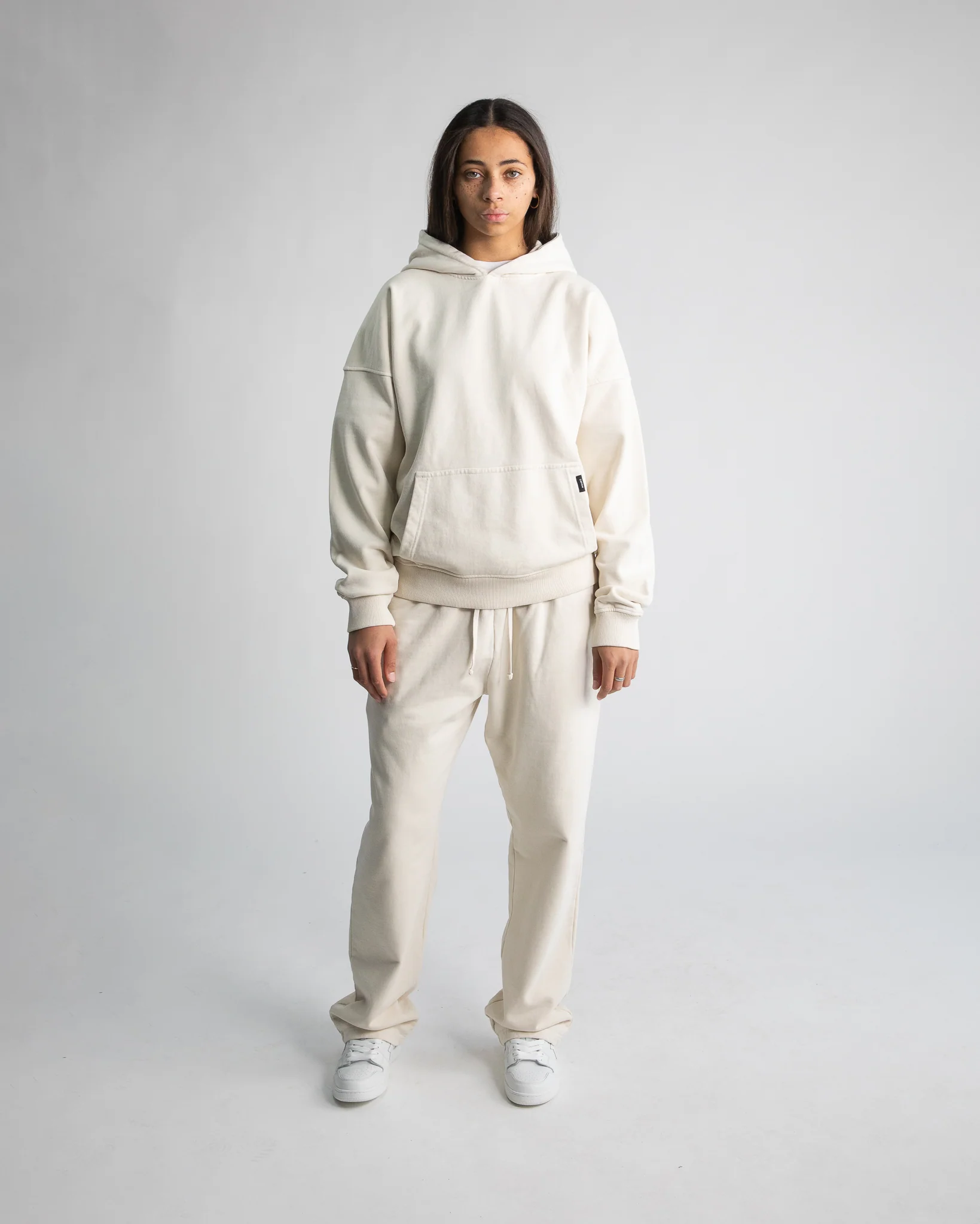 Drop Shoulder Hoodie - Vintage Bone