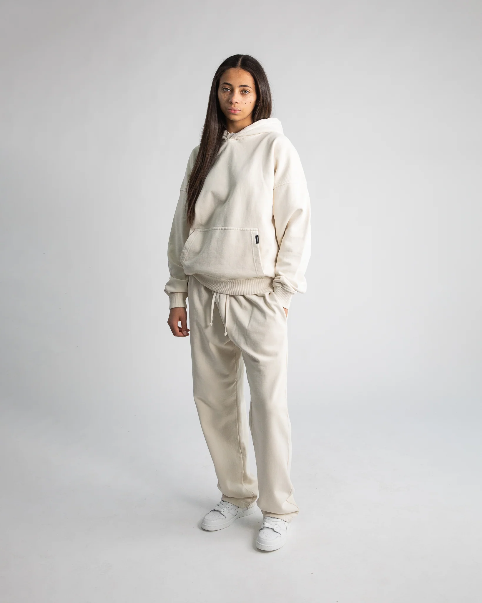 Drop Shoulder Hoodie - Vintage Bone