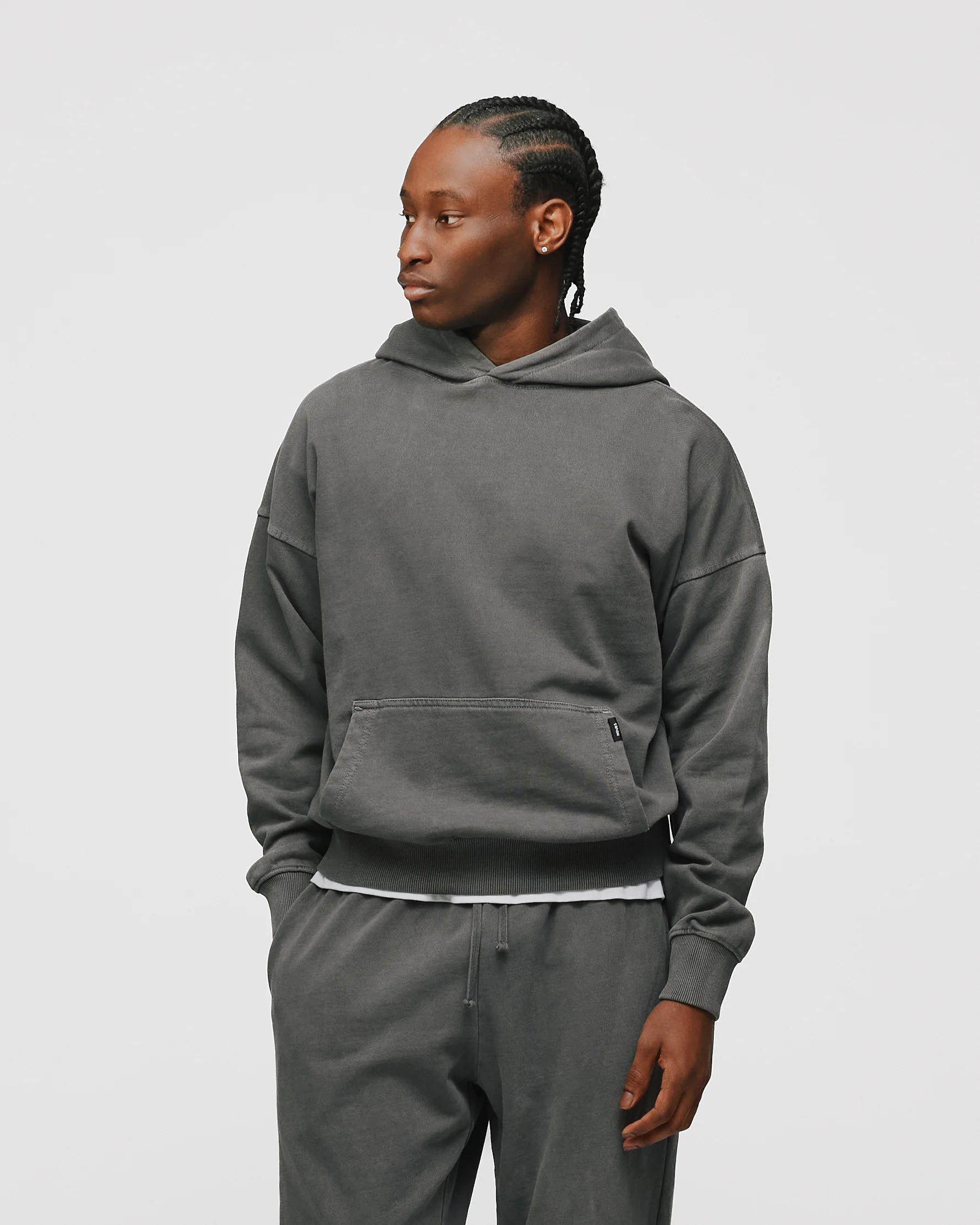 Drop Shoulder Hoodie - Vintage Grey