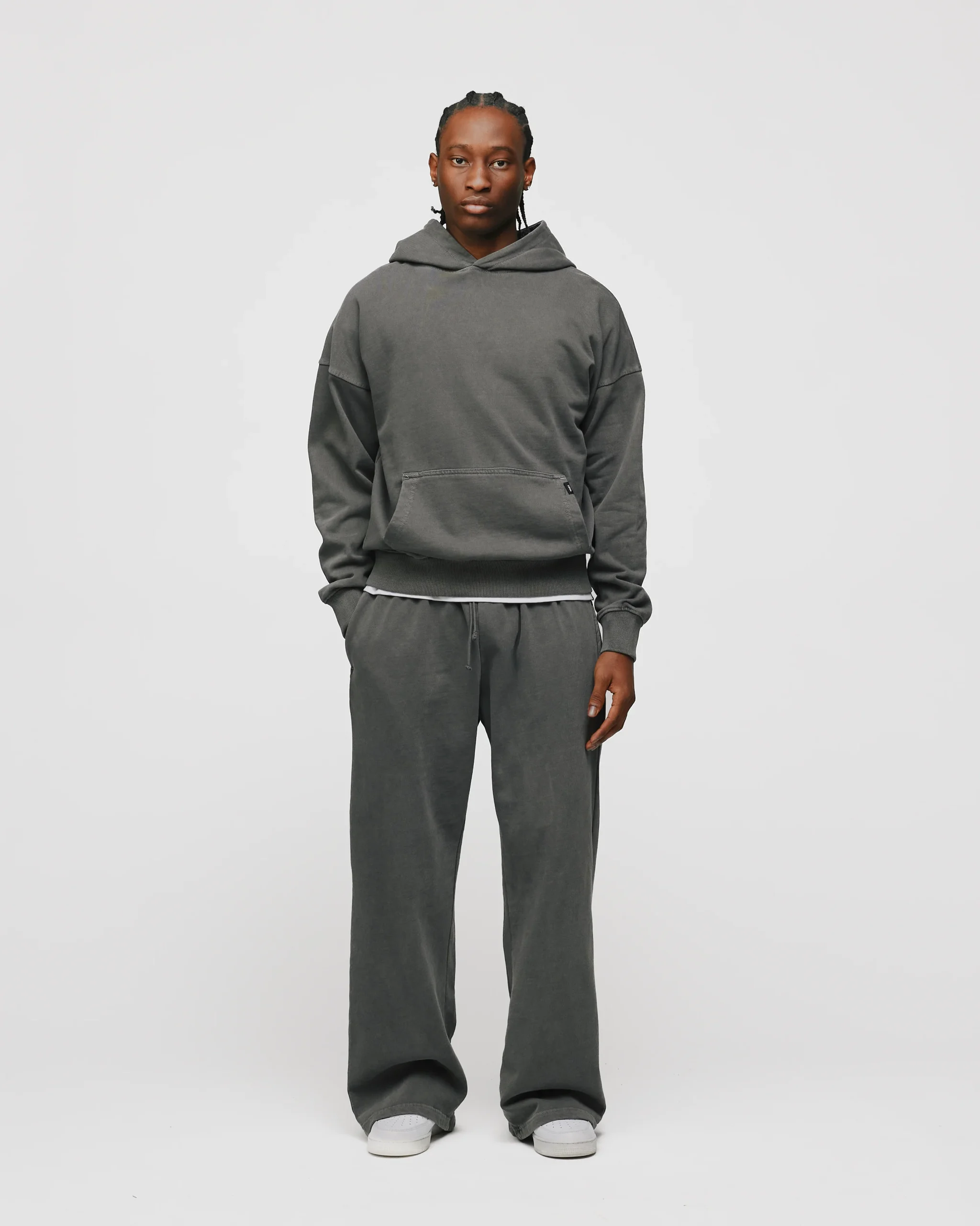 Drop Shoulder Hoodie - Vintage Grey