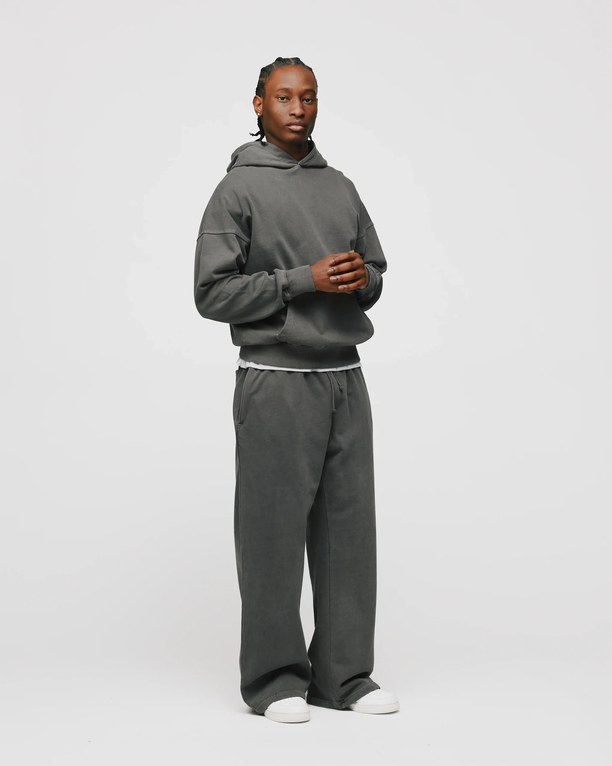 Drop Shoulder Hoodie - Vintage Grey