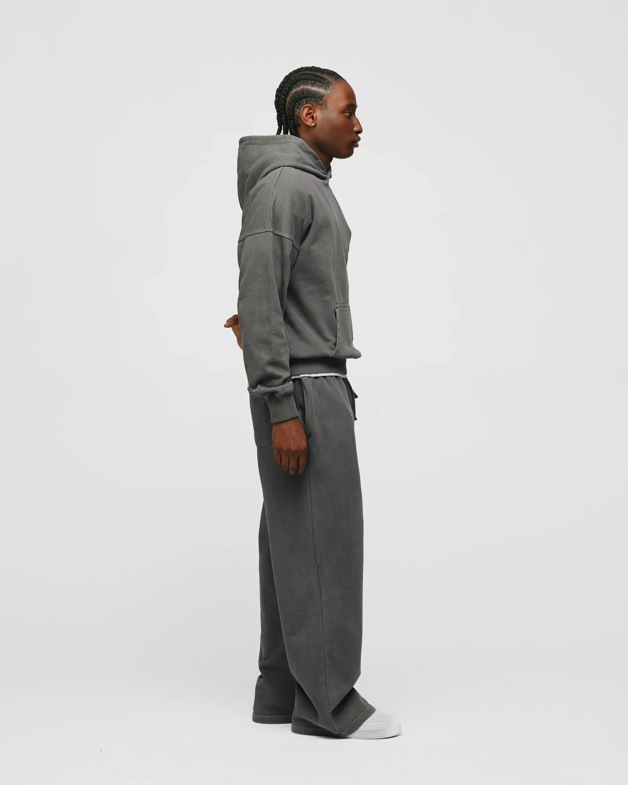 Drop Shoulder Hoodie - Vintage Grey
