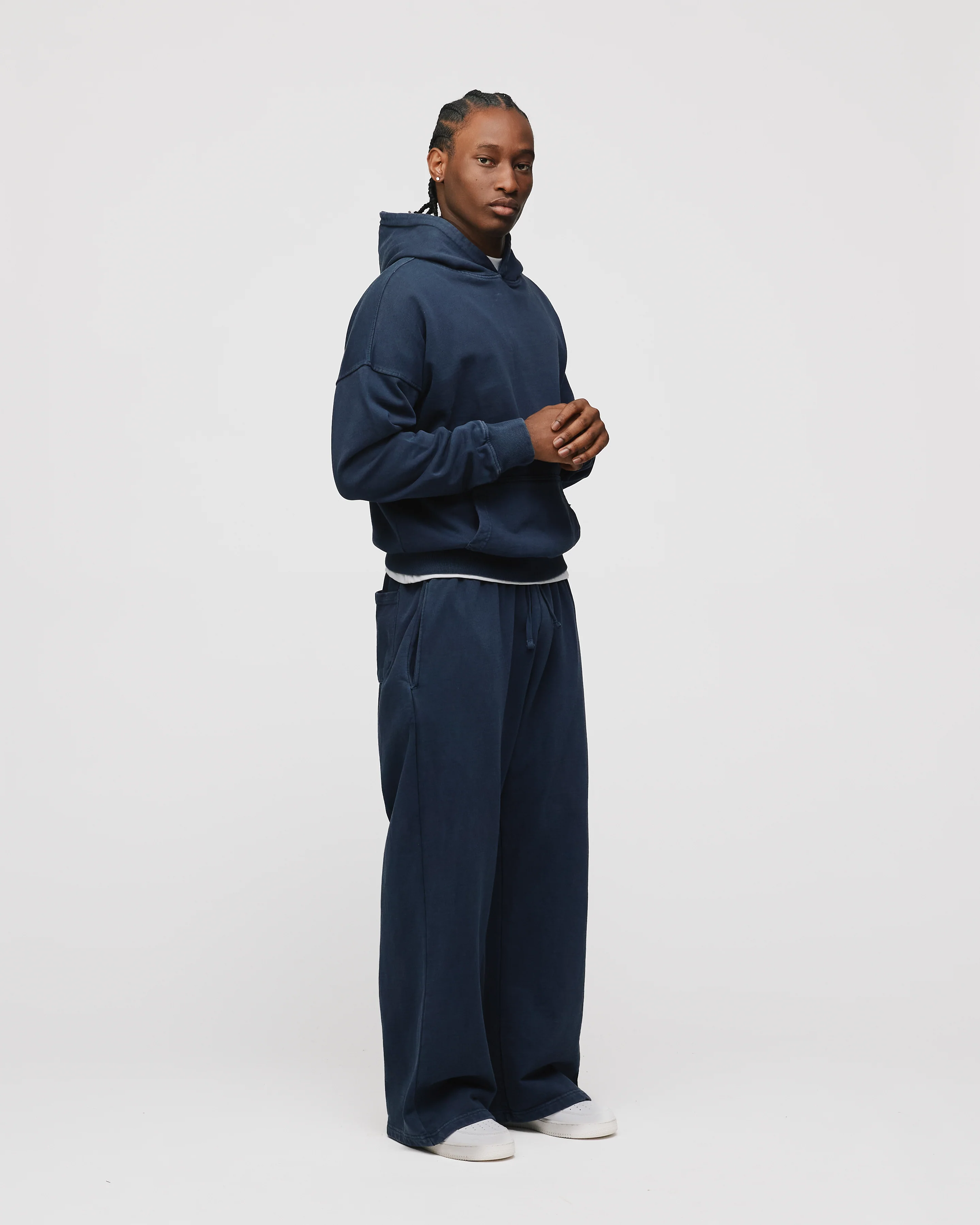 Drop Shoulder Hoodie - Vintage Navy