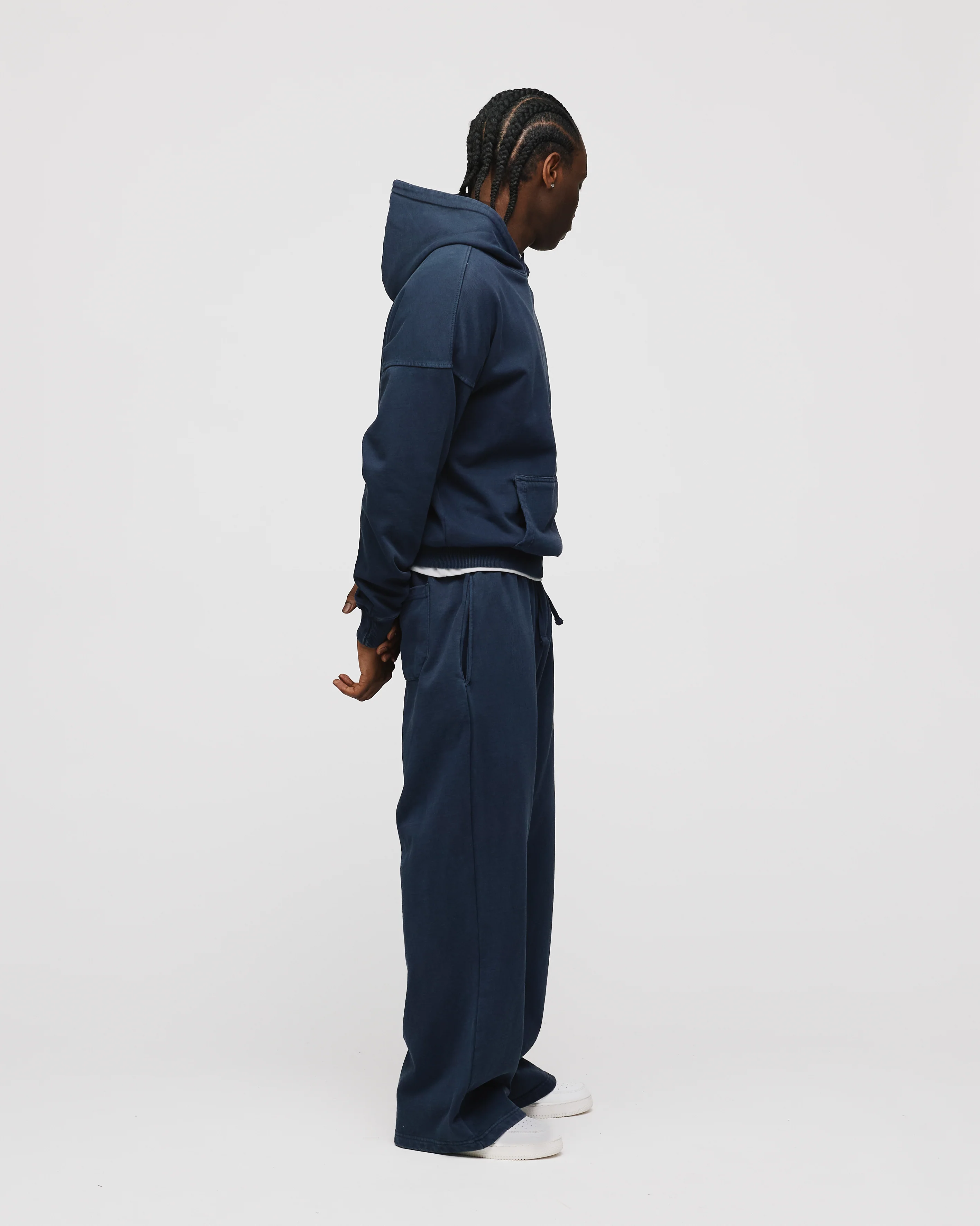 Drop Shoulder Hoodie - Vintage Navy