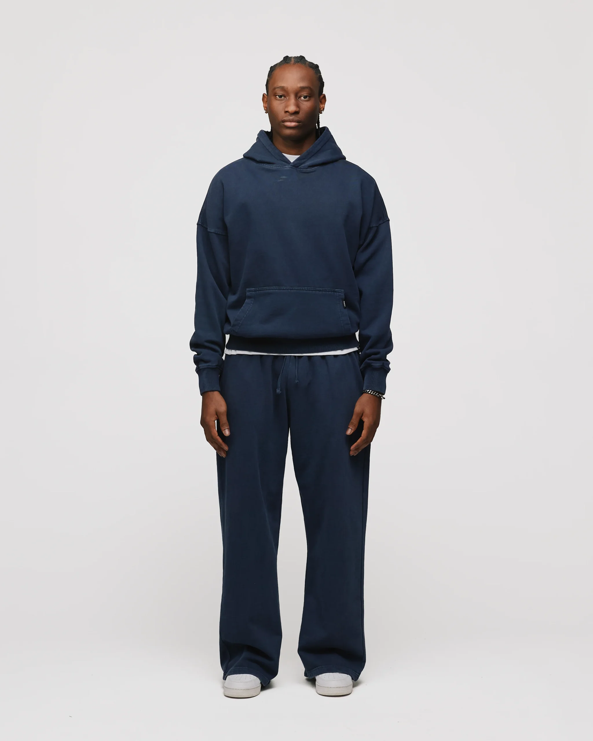 Drop Shoulder Hoodie - Vintage Navy