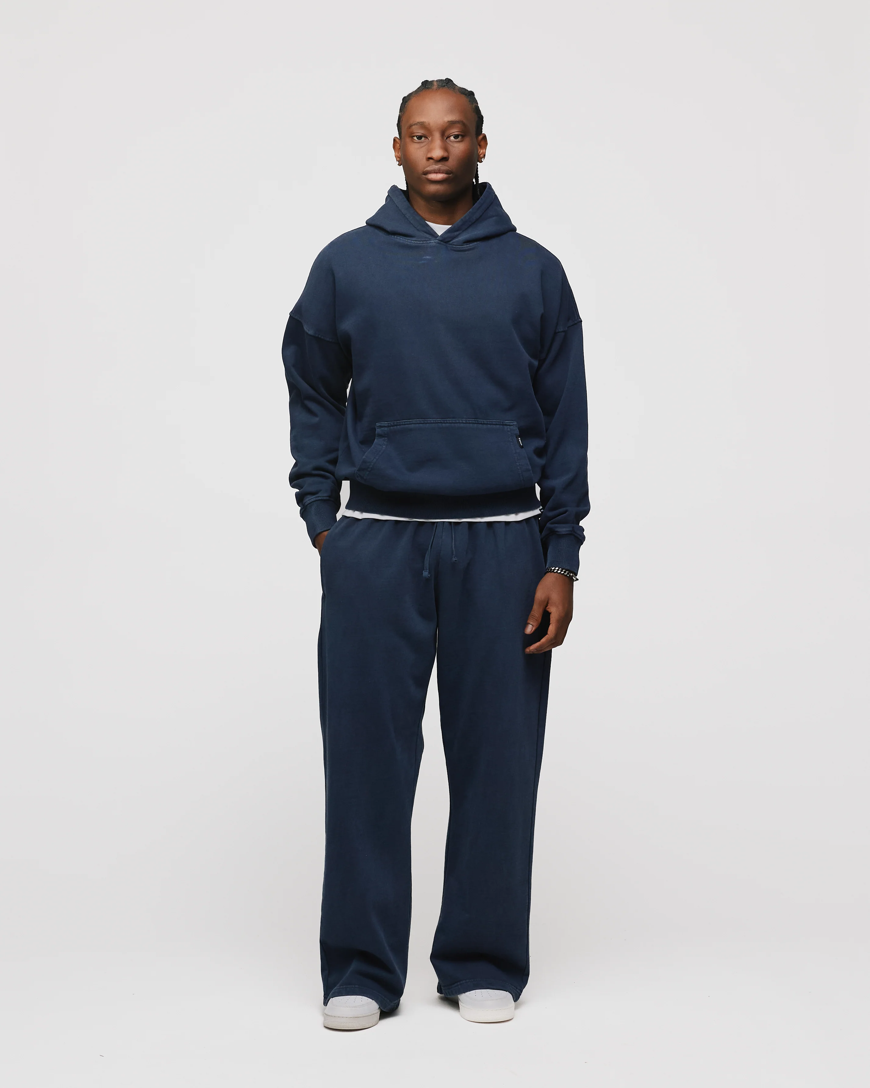 Drop Shoulder Hoodie - Vintage Navy