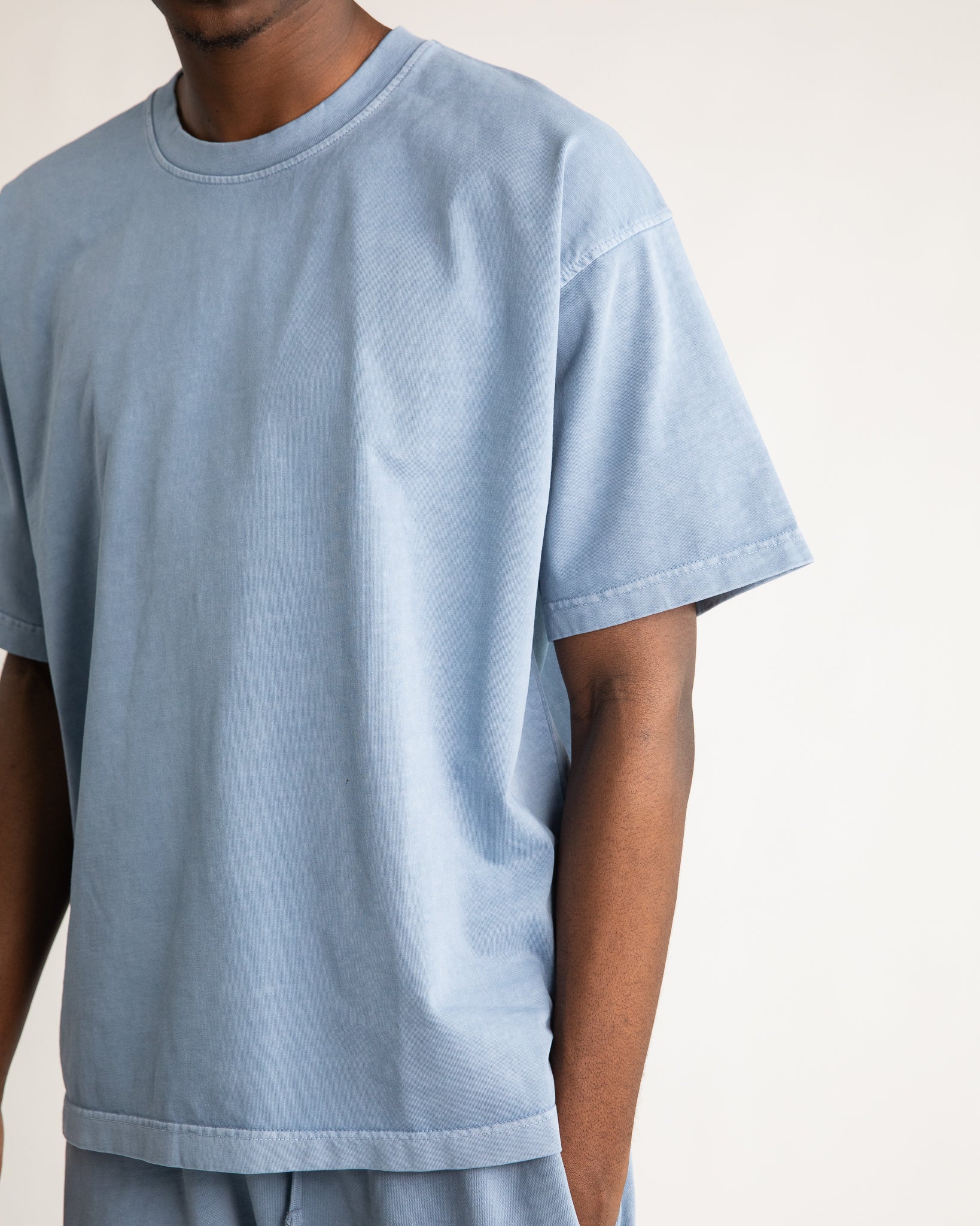 Drop Shoulder T-Shirt - Vintage Blue