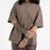 Drop Shoulder T-Shirt - Vintage Brown