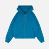 Drop Shoulder Zip Hoodie - Aqua