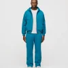 Drop Shoulder Zip Hoodie - Aqua