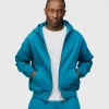 Drop Shoulder Zip Hoodie - Aqua