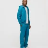 Drop Shoulder Zip Hoodie - Aqua