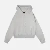 Drop Shoulder Zip Hoodie - Ash
