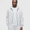 Drop Shoulder Zip Hoodie - Ash