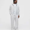Drop Shoulder Zip Hoodie - Ash