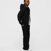 Drop Shoulder Zip Hoodie - Black