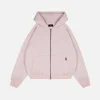 Drop Shoulder Zip Hoodie - Blush