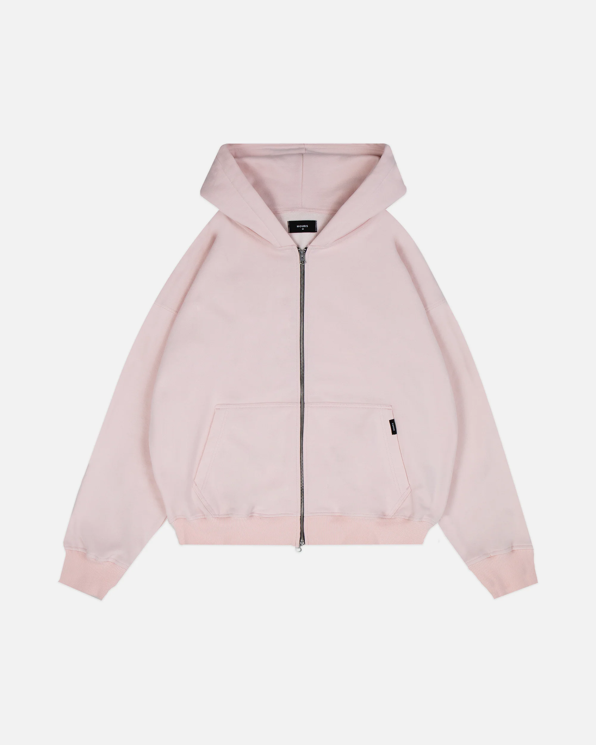 Drop Shoulder Zip Hoodie - Blush