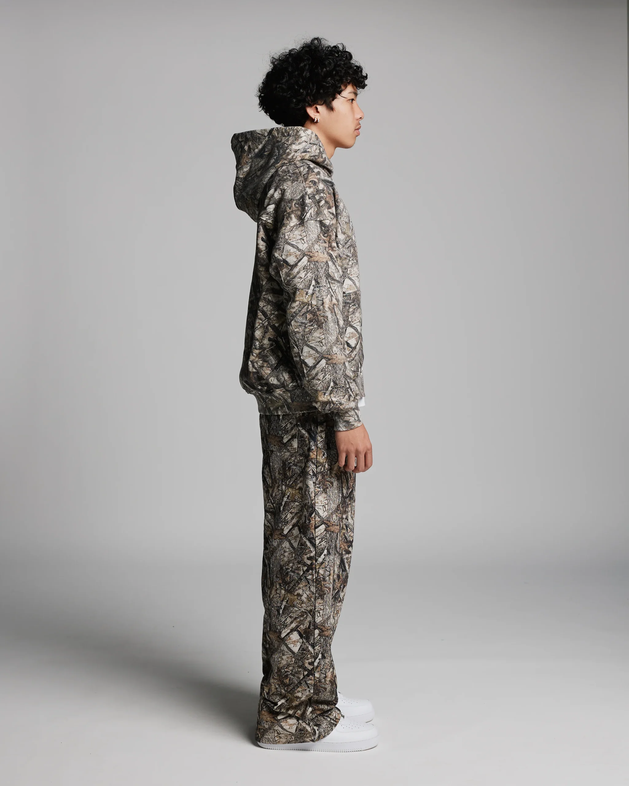 Drop Shoulder Zip Hoodie - Camo