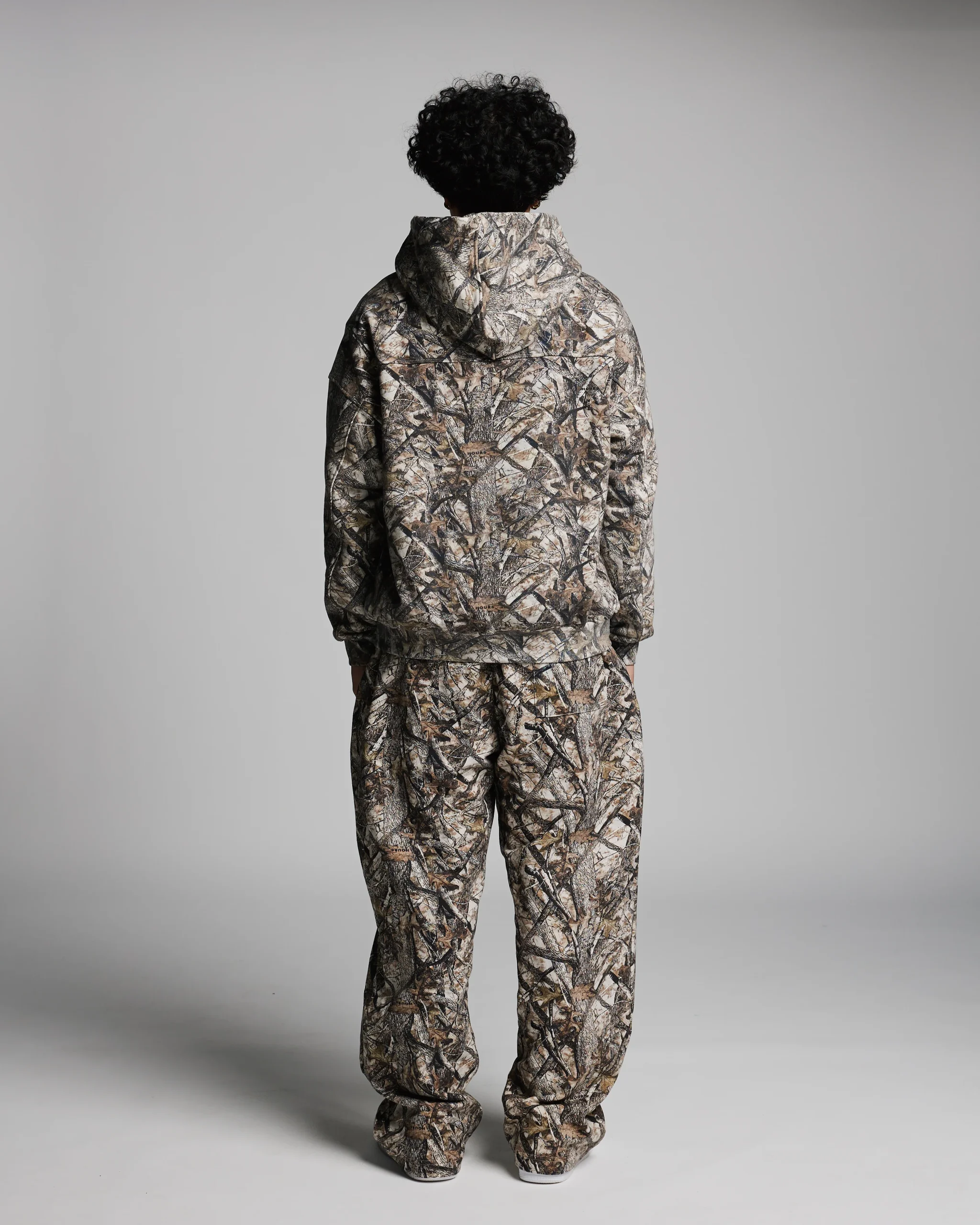 Drop Shoulder Zip Hoodie - Camo