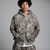 Drop Shoulder Zip Hoodie - Camo