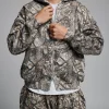 Drop Shoulder Zip Hoodie - Camo