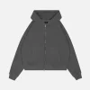 Drop Shoulder Zip Hoodie - Charcoal