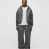 Drop Shoulder Zip Hoodie - Charcoal