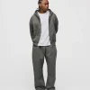 Drop Shoulder Zip Hoodie - Charcoal