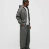 Drop Shoulder Zip Hoodie - Charcoal