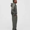 Drop Shoulder Zip Hoodie - Charcoal