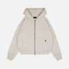 Drop Shoulder Zip Hoodie - Desert