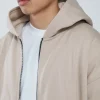 Drop Shoulder Zip Hoodie - Desert