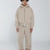 Drop Shoulder Zip Hoodie - Desert