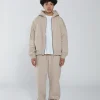 Drop Shoulder Zip Hoodie - Desert