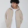 Drop Shoulder Zip Hoodie - Desert