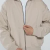 Drop Shoulder Zip Hoodie - Desert