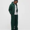 Drop Shoulder Zip Hoodie - Forest Green