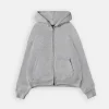 Drop Shoulder Zip Hoodie - Grey