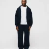 Drop Shoulder Zip Hoodie - Navy