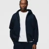 Drop Shoulder Zip Hoodie - Navy