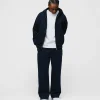 Drop Shoulder Zip Hoodie - Navy
