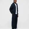 Drop Shoulder Zip Hoodie - Navy