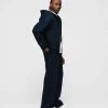 Drop Shoulder Zip Hoodie - Navy