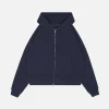 Drop Shoulder Zip Hoodie - Navy